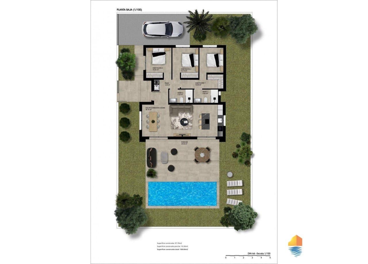 3 sovrum Villa till salu i Hondon de las Nieves med pool - 289 900 € (Ref: 7760795)