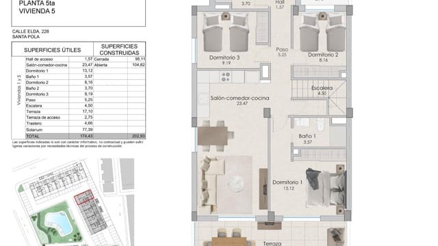 3 sovrum Lägenhet till salu i Playa Tamarit - Playa Lissa, Santa Pola med pool - 495 000 € (Ref: 7941100)