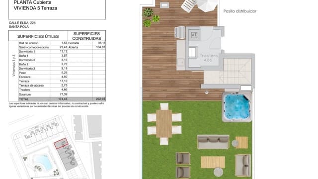 3 sovrum Lägenhet till salu i Playa Tamarit - Playa Lissa, Santa Pola med pool - 495 000 € (Ref: 7941100)