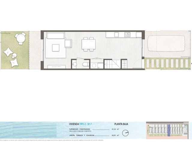 2 Zimmer Haus zu verkaufen in Pilar de la Horadada ciudad, Pilar de la Horadada mit Pool - 299.900 € (Ref: 9233213)