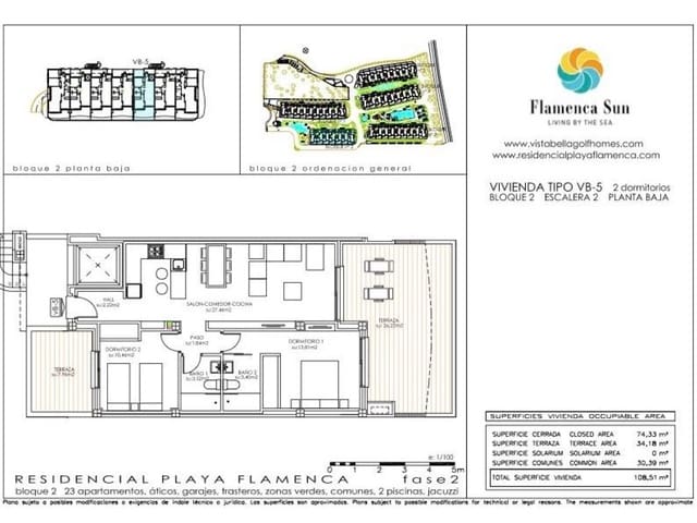 2 slaapkamer Appartement te koop in Playa Flamenca, Orihuela met zwembad - € 399.000 (Ref: 9233225)