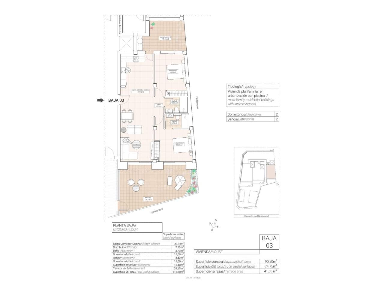 2 Zimmer Apartment zu verkaufen in Hondon de las Nieves mit Pool - 240.000 € (Ref: 9233369)