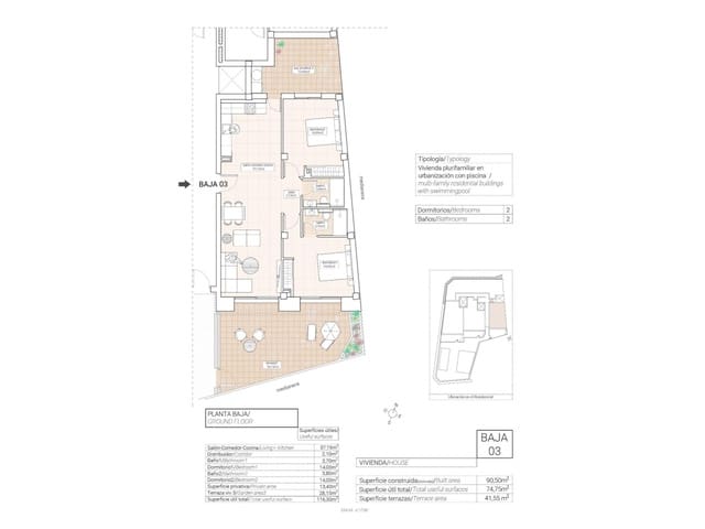 2 slaapkamer Appartement te koop in Hondón de las Nieves met zwembad - € 240.000 (Ref: 9233369)