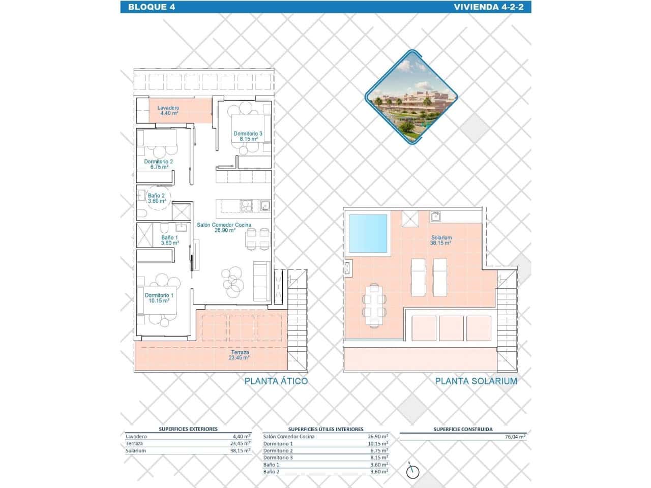 3 slaapkamer Appartement te koop in Pilar de la Horadada met zwembad - € 399.900 (Ref: 9233424)
