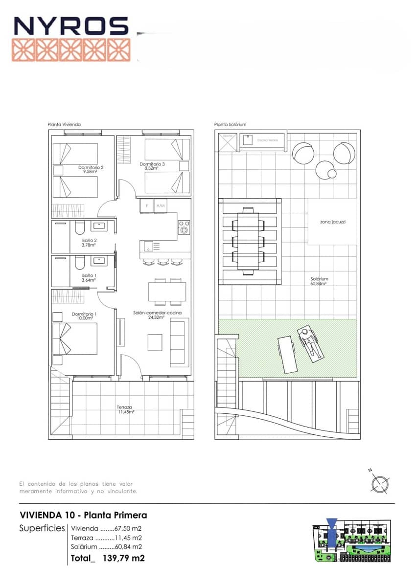3 soverom Penthouse til salgs i Pilar de la Horadada med svømmebasseng - € 290 000 (Ref: 10112015)