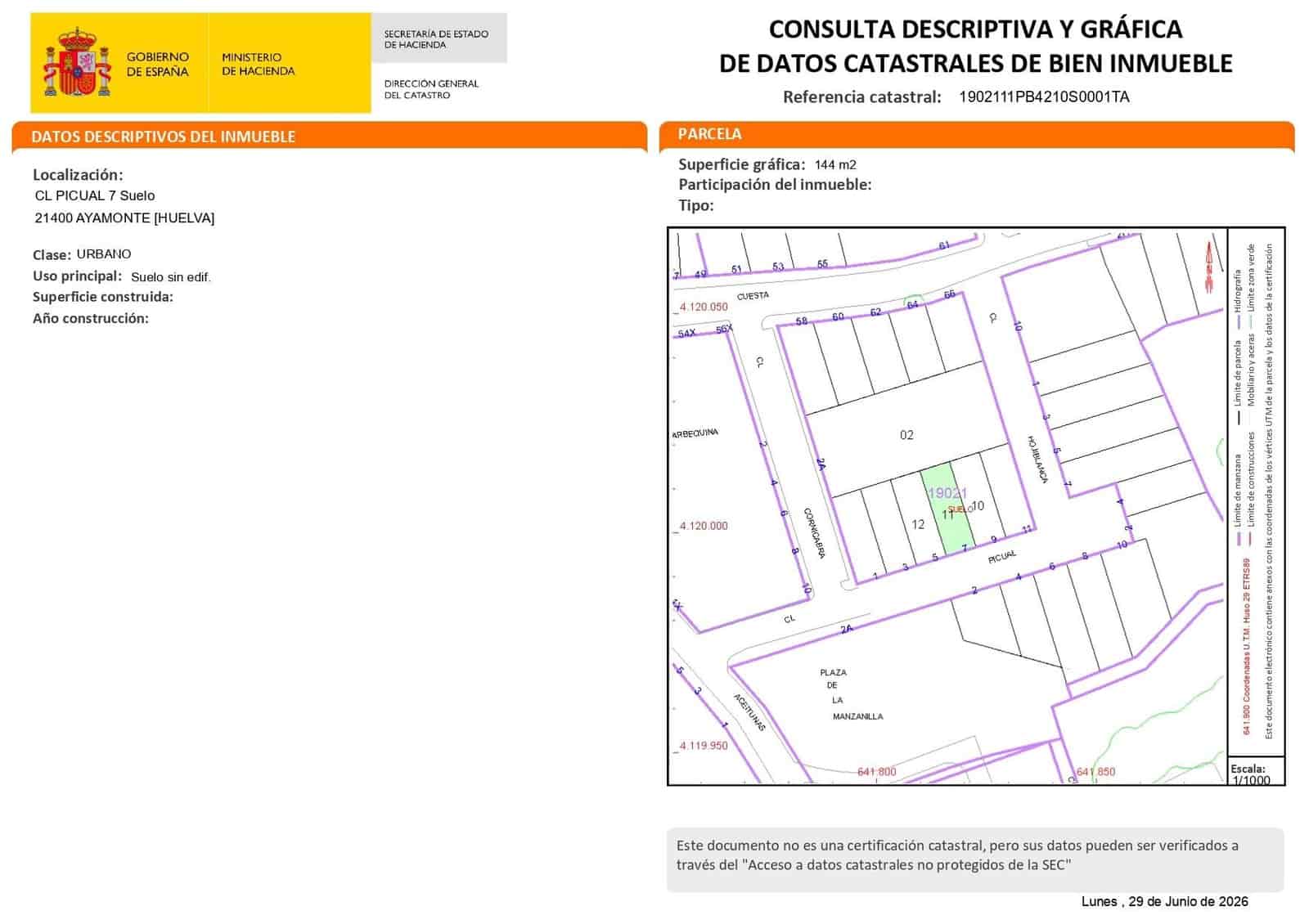 Area Edificabile in vendita in Ayamonte - 36.500 € (Rif: 9934370)