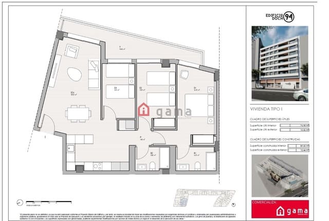 3 makuuhuone Asunto myytävänä paikassa Castelló de la Plana mukana 
autotalli - 242 000 € (Ref: 9413824)
