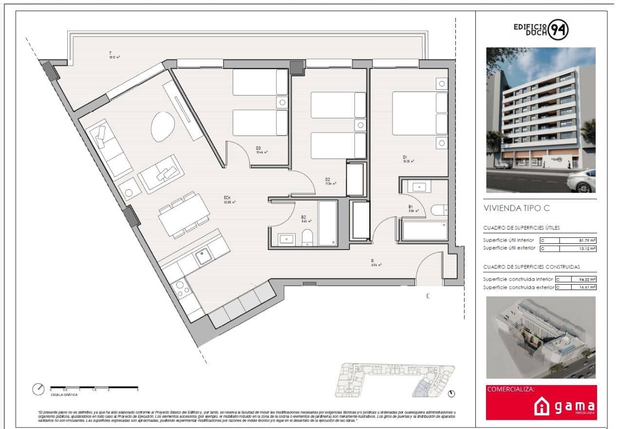 3 sovrum Lägenhet till salu i Castello de la Plana med garage - 257 000 € (Ref: 9513202)
