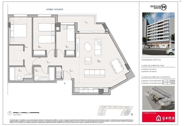 3 sovrum Lägenhet till salu i Castelló de la Plana med garage - 262 000 € (Ref: 9513204)