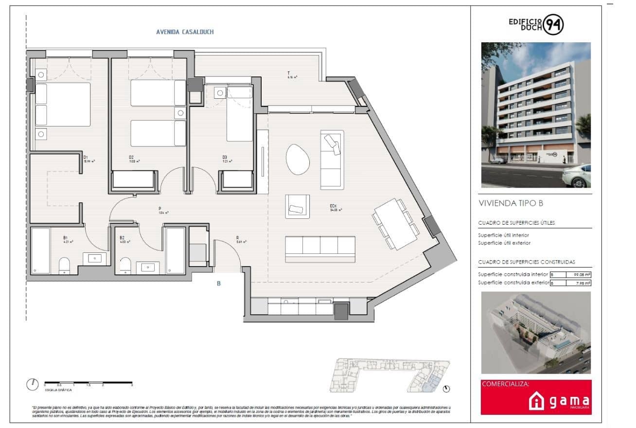 3 sovrum Lägenhet till salu i Castello de la Plana med garage - 272 000 € (Ref: 9513206)