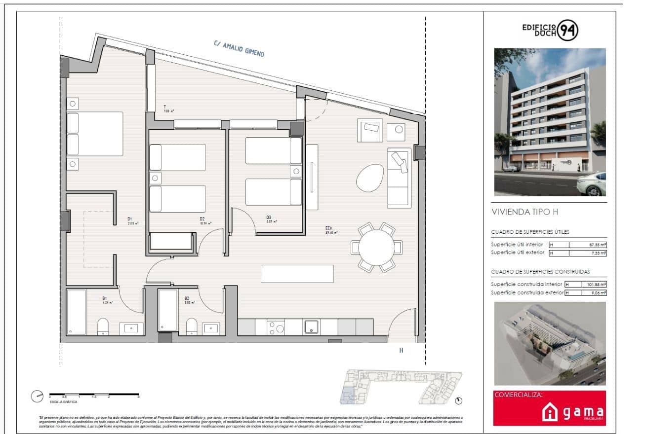 3 sovrum Lägenhet till salu i Castello de la Plana med garage - 264 000 € (Ref: 9513211)