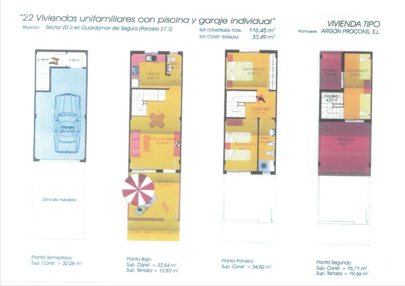 3 sypialnia Dom szeregowy na sprzedaż w Guardamar del Segura z basenem garażem - 287 000 € (Ref: 9797369)