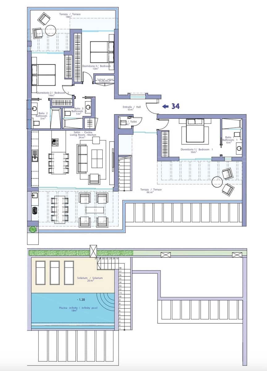 2 quarto Penthouse para venda em Estepona com piscina garagem - 975 000 € (Ref: 9452841)