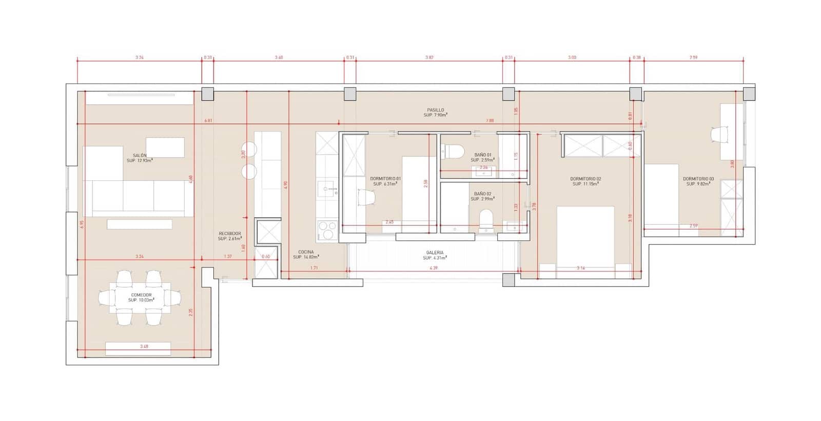 3 soveværelse Lejlighed til salg i Valencia by - € 380.000 (Ref: 9326539)