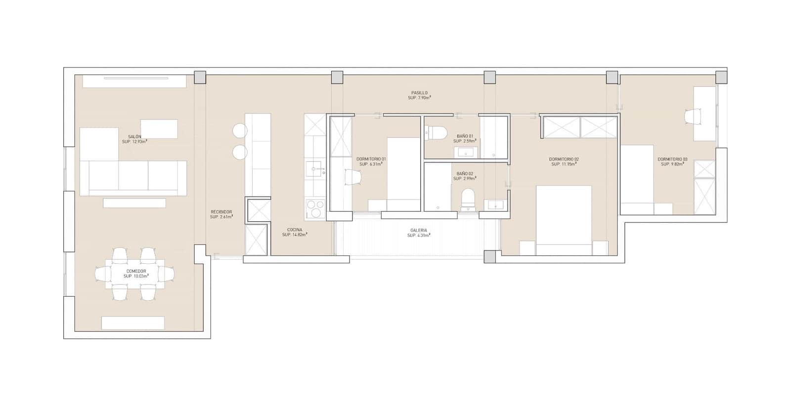 3 soveværelse Lejlighed til salg i Valencia by - € 380.000 (Ref: 9326539)
