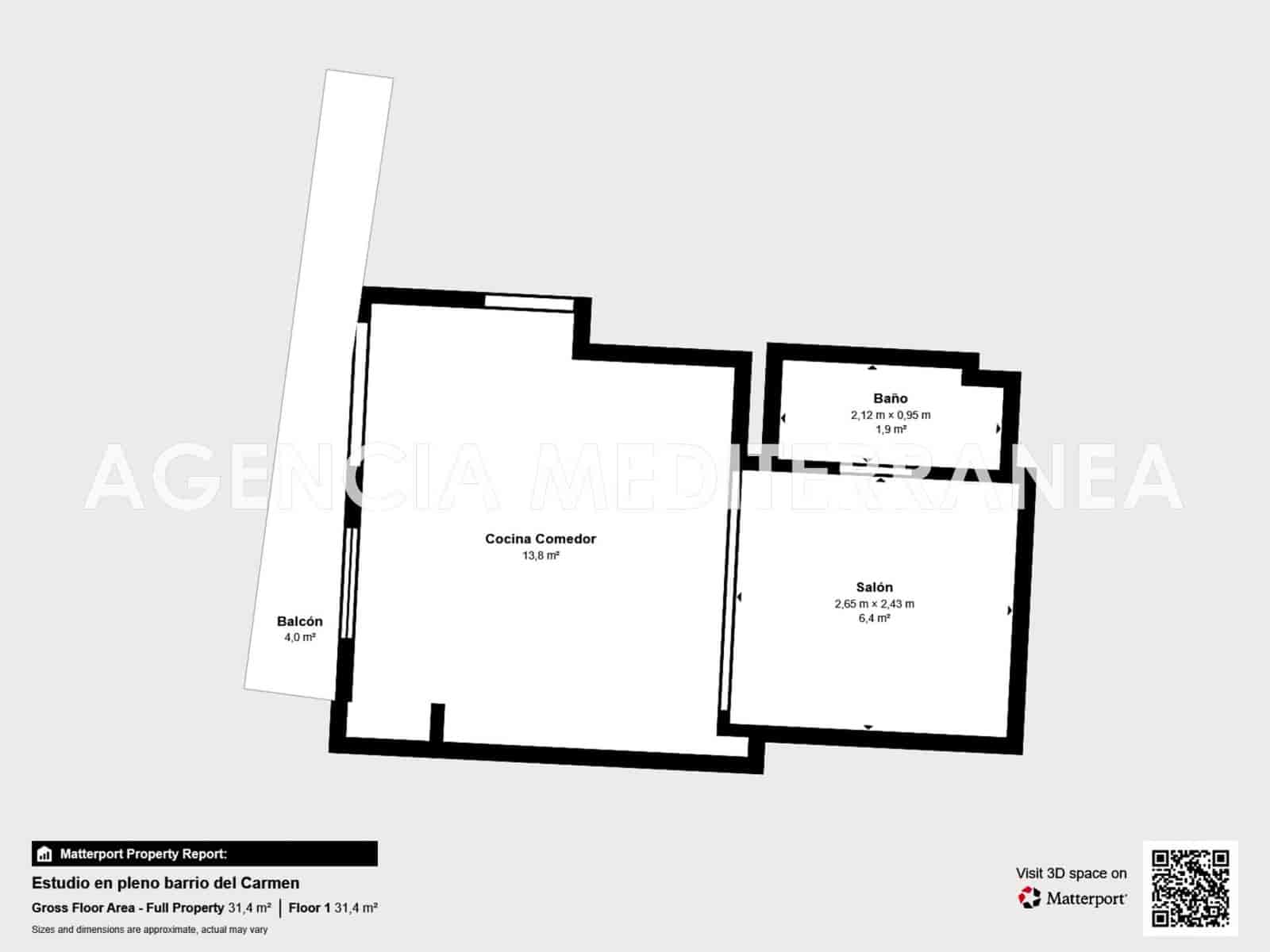 1 soverom Leilighet til salgs i Valencia by - € 282 000 (Ref: 9411064)