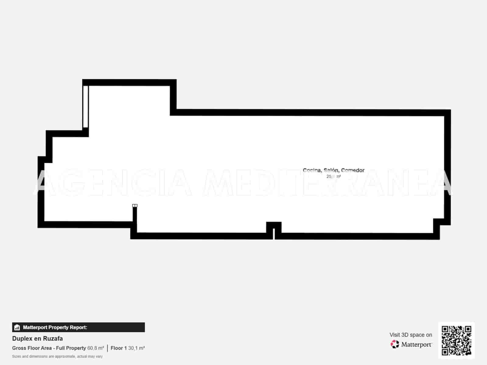 Apartamento de 1 habitación en València ciudad en alquiler - 1.300 € (Ref: 9495368)