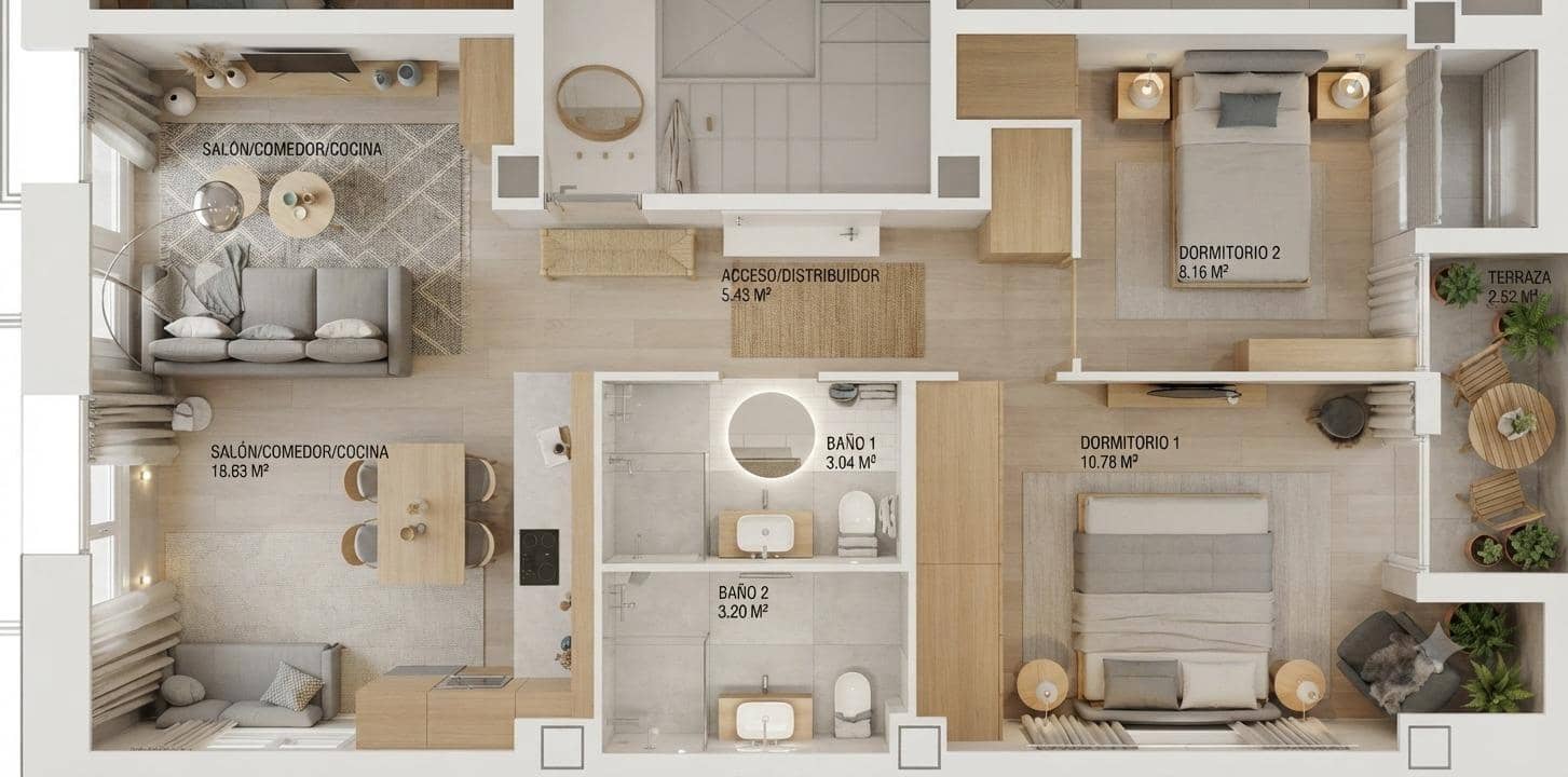 2 camera da letto Appartamento in vendita in Valencia citta - 298.000 € (Rif: 9998873)
