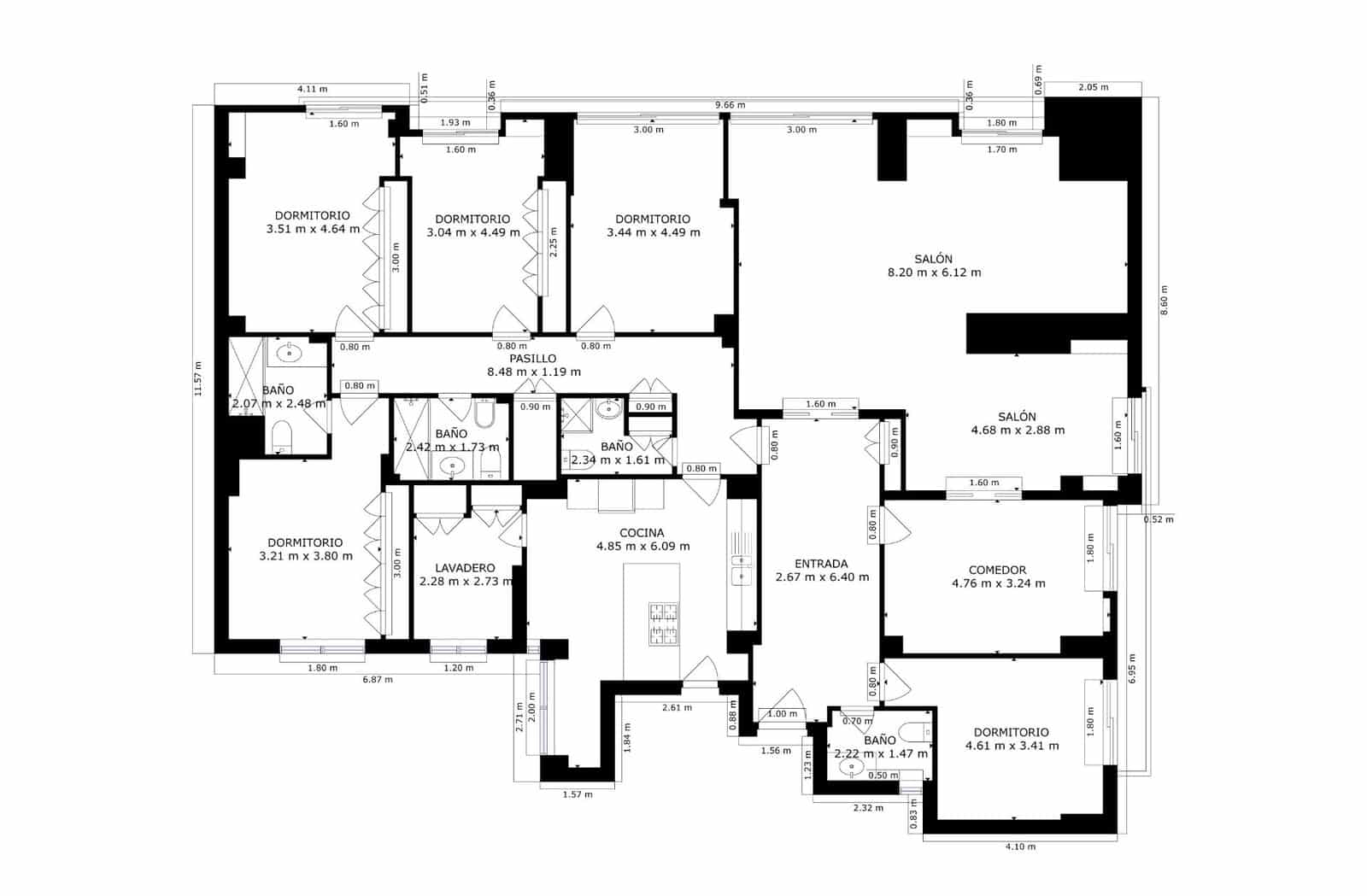 6 camera da letto Appartamento in vendita in Madrid citta - 2.100.000 € (Rif: 9474476)