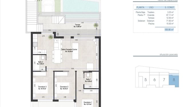 3 bedroom Bungalow for sale in Los Peñascos - El Salero - Los Imbernones, San Pedro del Pinatar with pool - € 449,000 (Ref: 8402512)