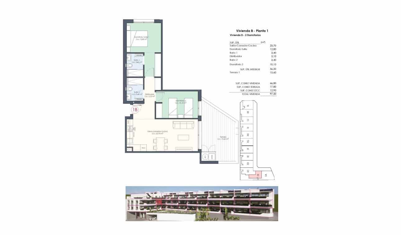Apartamento de 2 habitaciones en Benijófar en venta con piscina - 330.000 € (Ref: 8402535)