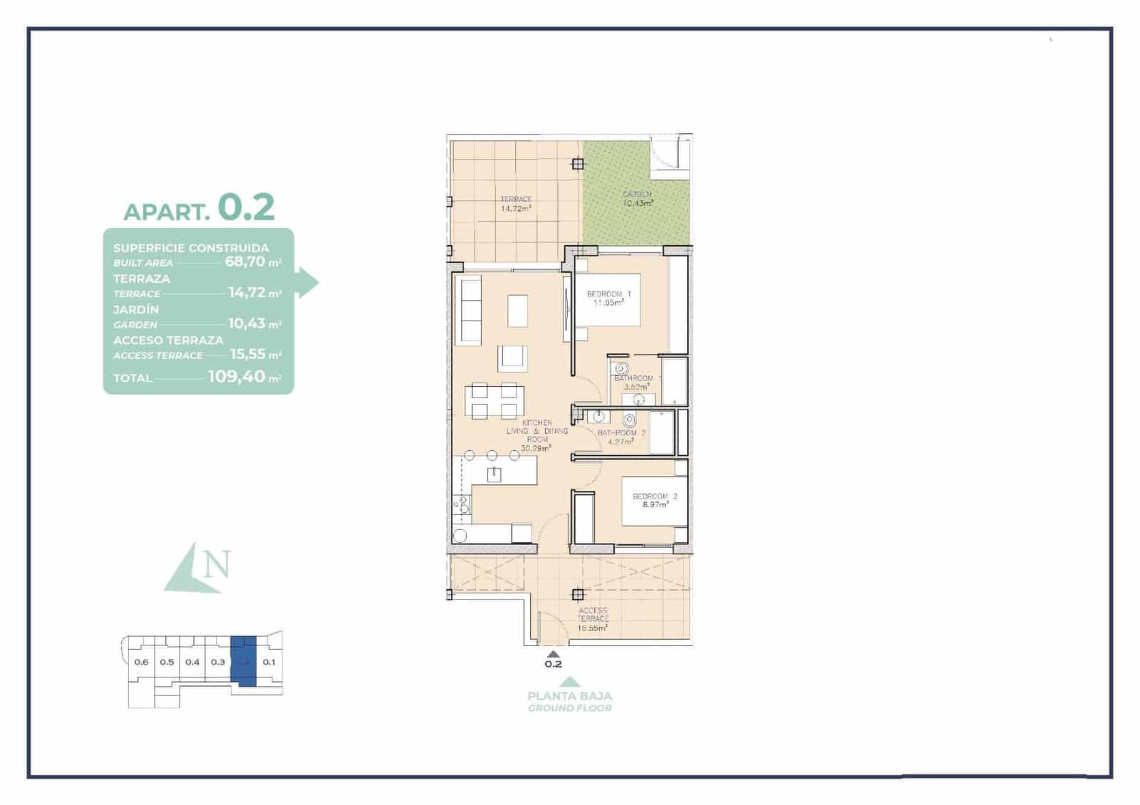 2 soveværelse Lejlighed til salg i Los Alcazares med swimmingpool garage - € 249.000 (Ref: 9052204)