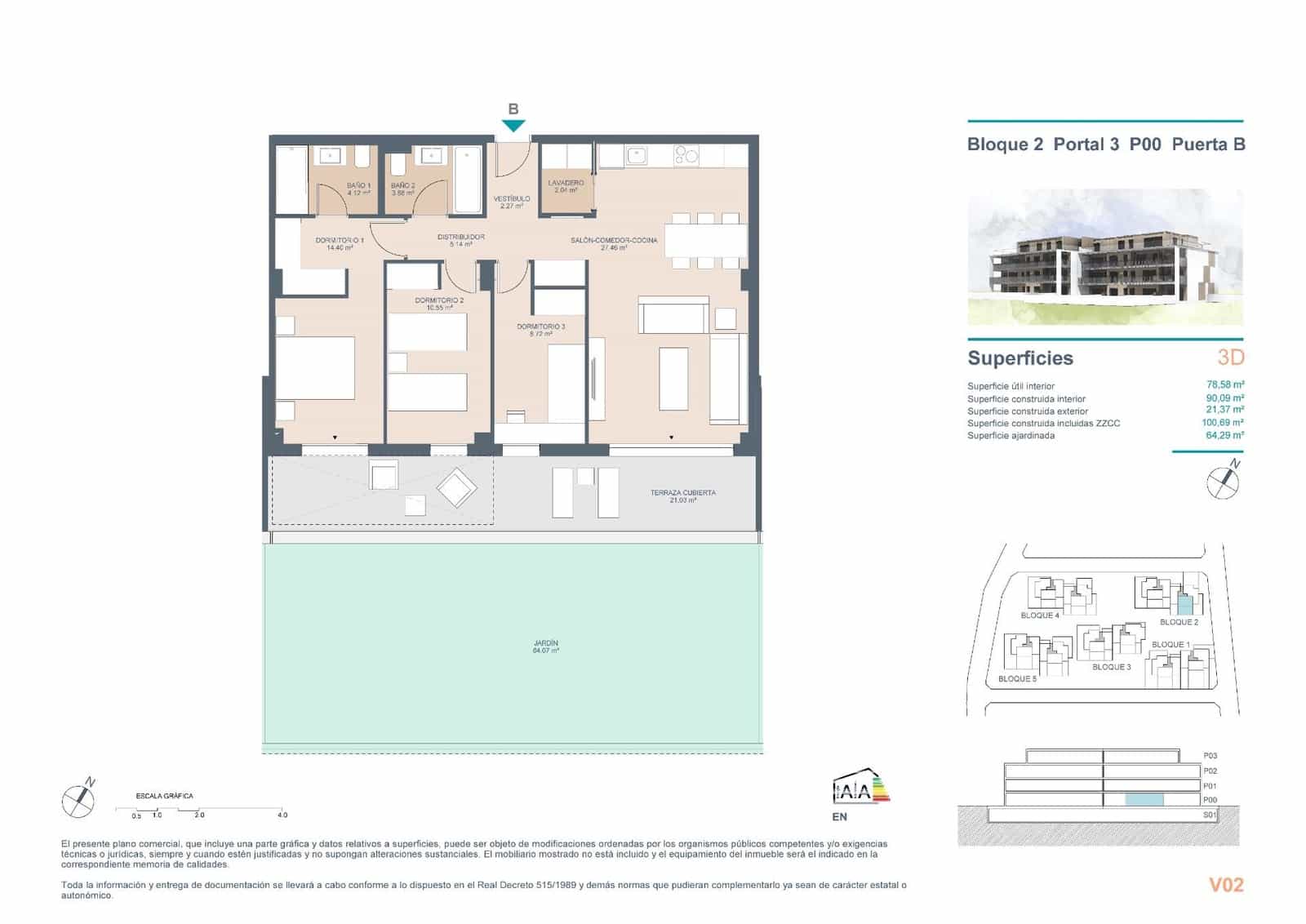 3 soverom Leilighet til salgs i Campolivar med svømmebasseng garasje - € 452 000 (Ref: 9291124)