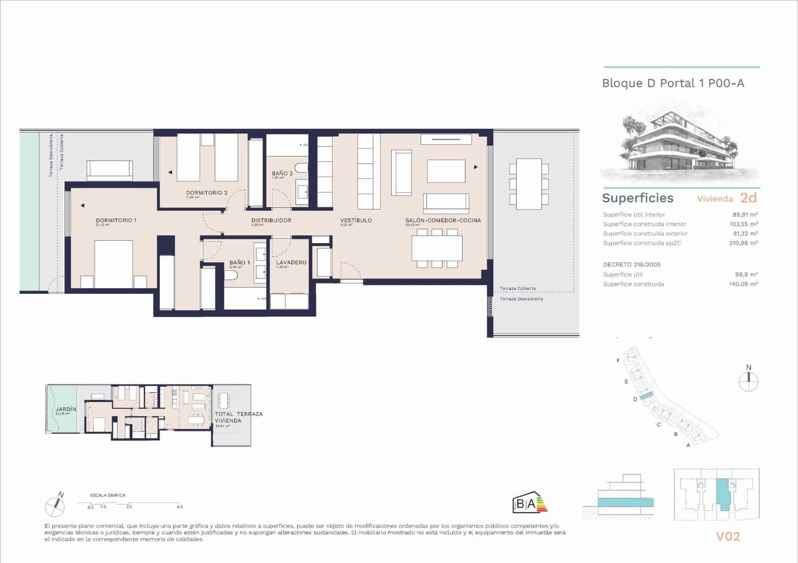 2 soverom Leilighet til salgs i Buenas Noches med svømmebasseng garasje - € 539 000 (Ref: 9792484)