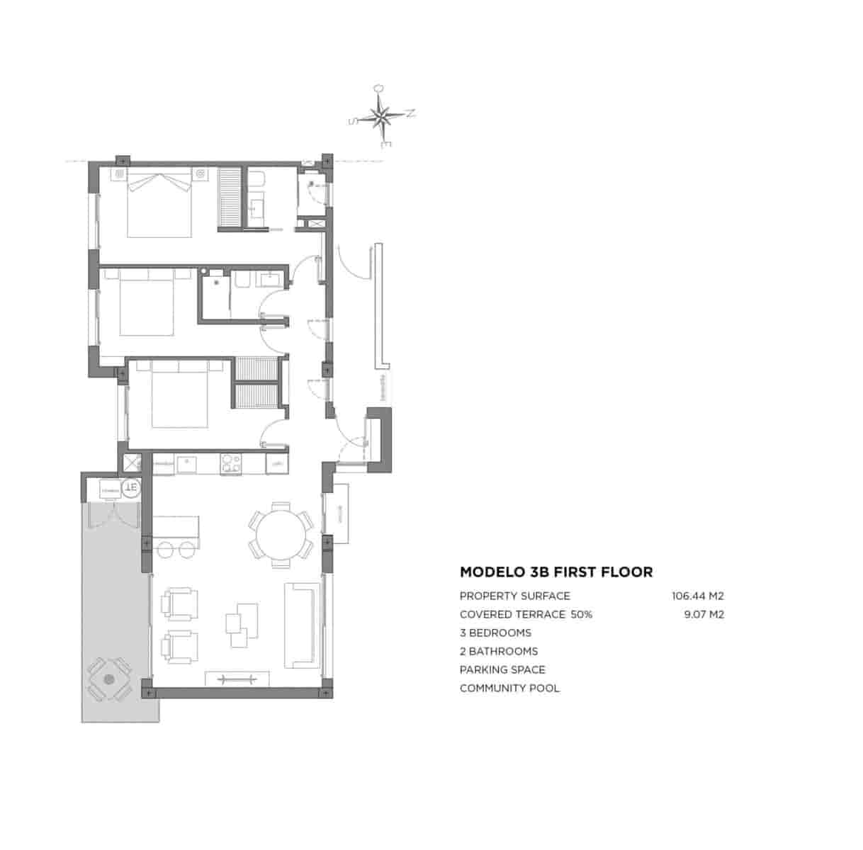 3 slaapkamer Appartement te koop in Los Alcazares met zwembad garage - € 399.000 (Ref: 9793014)