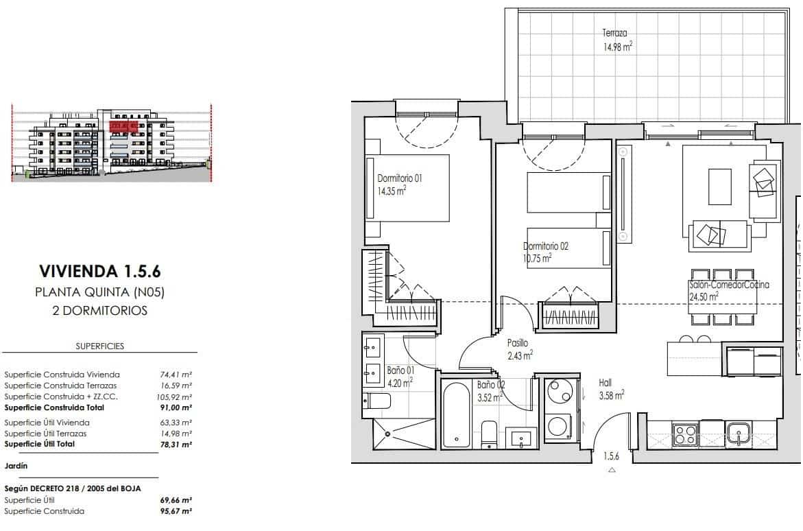 2 chambre Appartement à vendre à Estepona avec piscine garage - 519 000 € (Ref: 9857072)