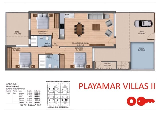 Chalet de 3 habitaciones en San Pedro del Pinatar en venta con piscina - 329.000 € (Ref: 9217796)