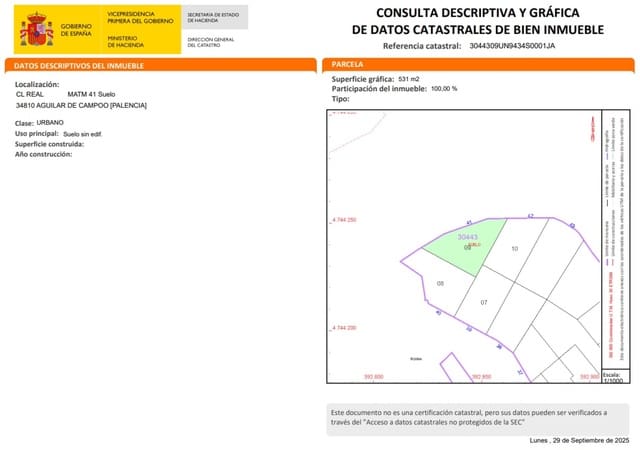 Building Plot for sale in Aguilar de Campoo - € 12,687 (Ref: 4852634)
