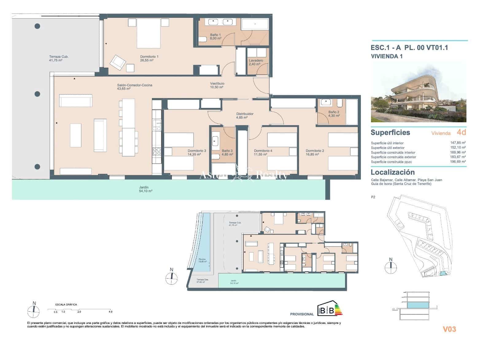 4 soveværelse Lejlighed til salg i Playa San Juan med swimmingpool garage - € 1.120.000 (Ref: 7582845)