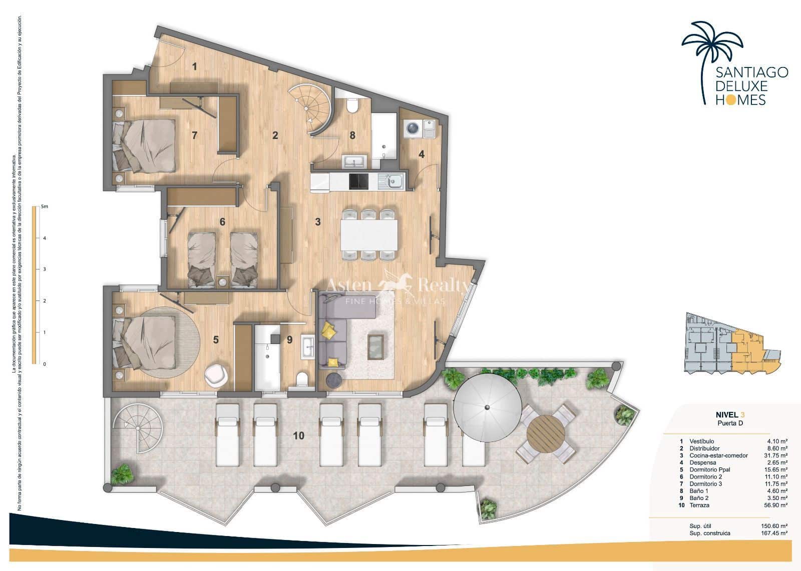 2 soveværelse Lejlighed til salg i Puerto Santiago med swimmingpool garage - € 495.000 (Ref: 7995843)