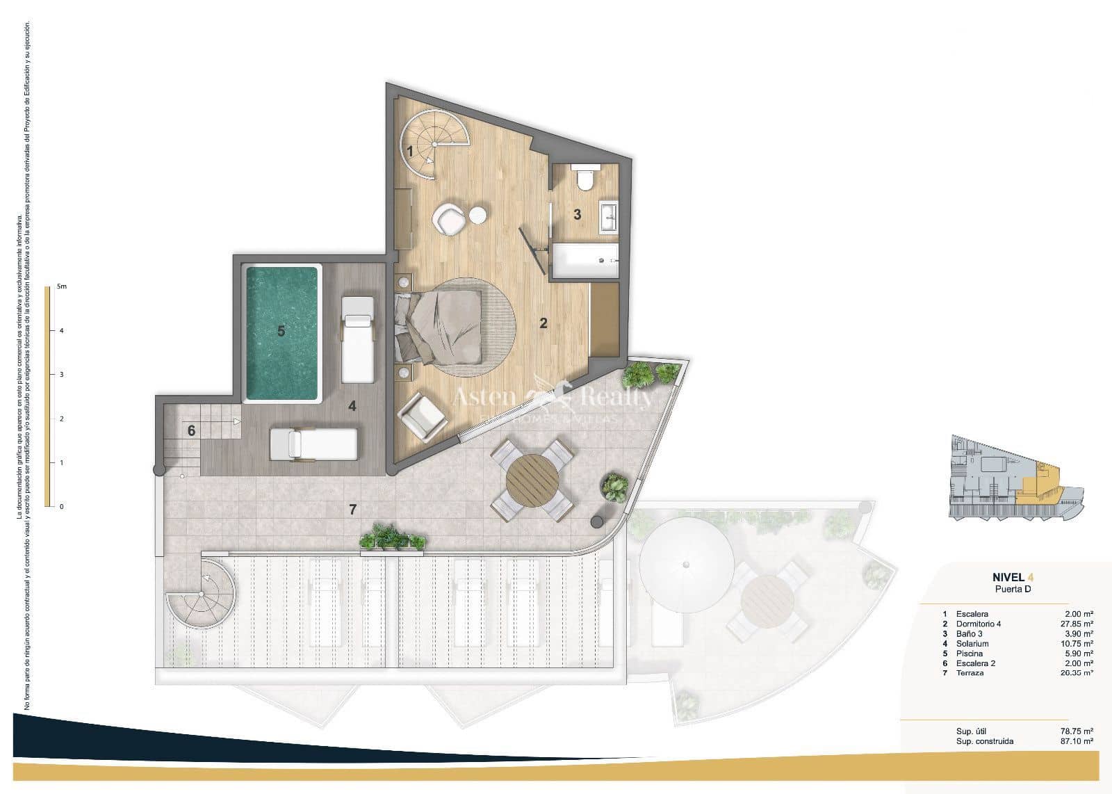 4 soveværelse Penthouse til salg i Puerto Santiago med swimmingpool garage - € 1.150.000 (Ref: 7995844)