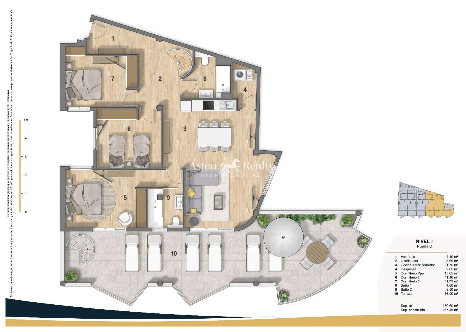 4 soveværelse Penthouse til salg i Puerto Santiago med swimmingpool garage - € 1.150.000 (Ref: 7995844)