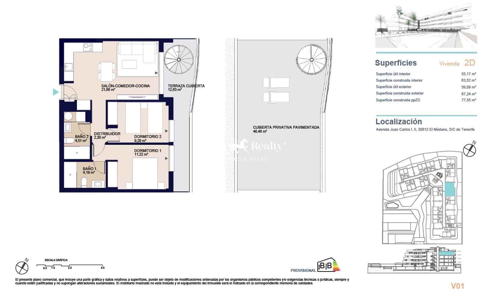 2 soveværelse Penthouse til salg i El Medano med swimmingpool garage - € 451.000 (Ref: 8596519)