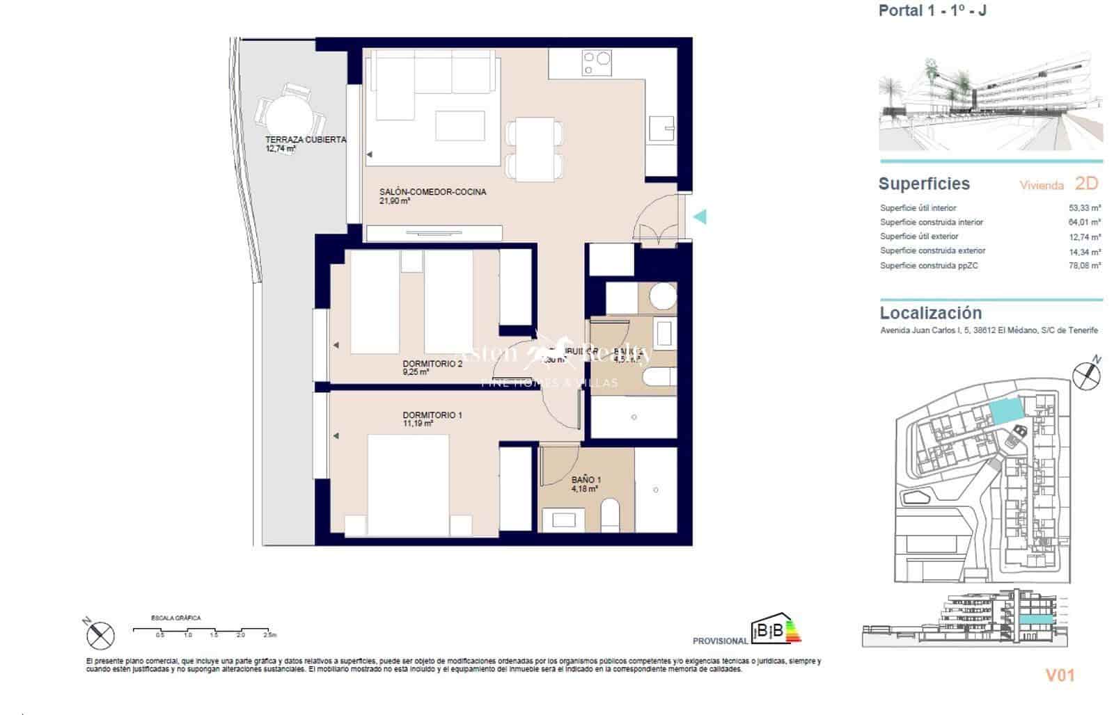 2 soveværelse Lejlighed til salg i El Medano med swimmingpool garage - € 354.000 (Ref: 8596800)
