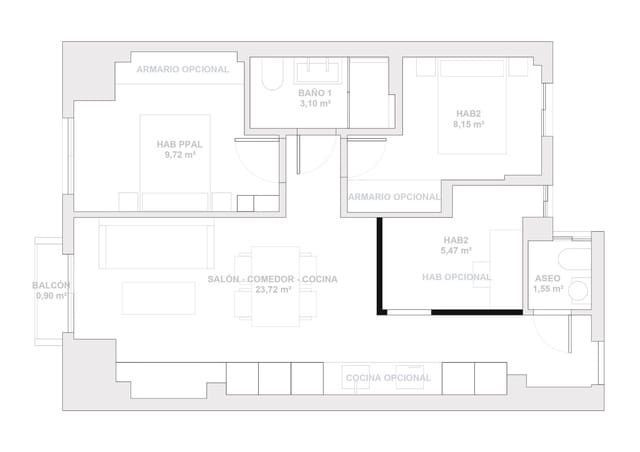 2 soveværelse Lejlighed til salg i Málaga by - € 369.500 (Ref: 9398665)