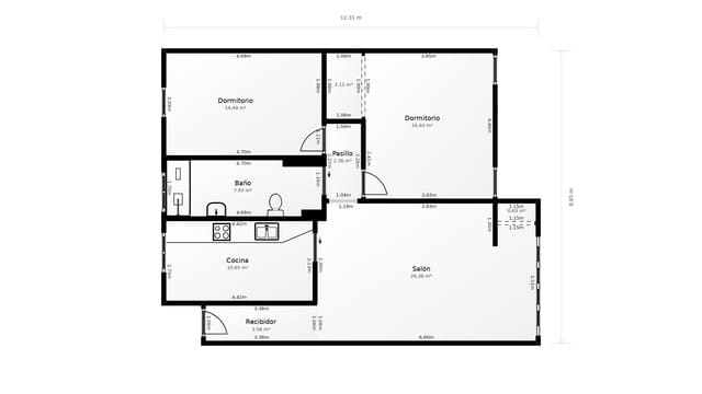 2 chambre Appartement à vendre à Puerta Blanca, Malaga ville - 299 000 € (Ref: 9543817)