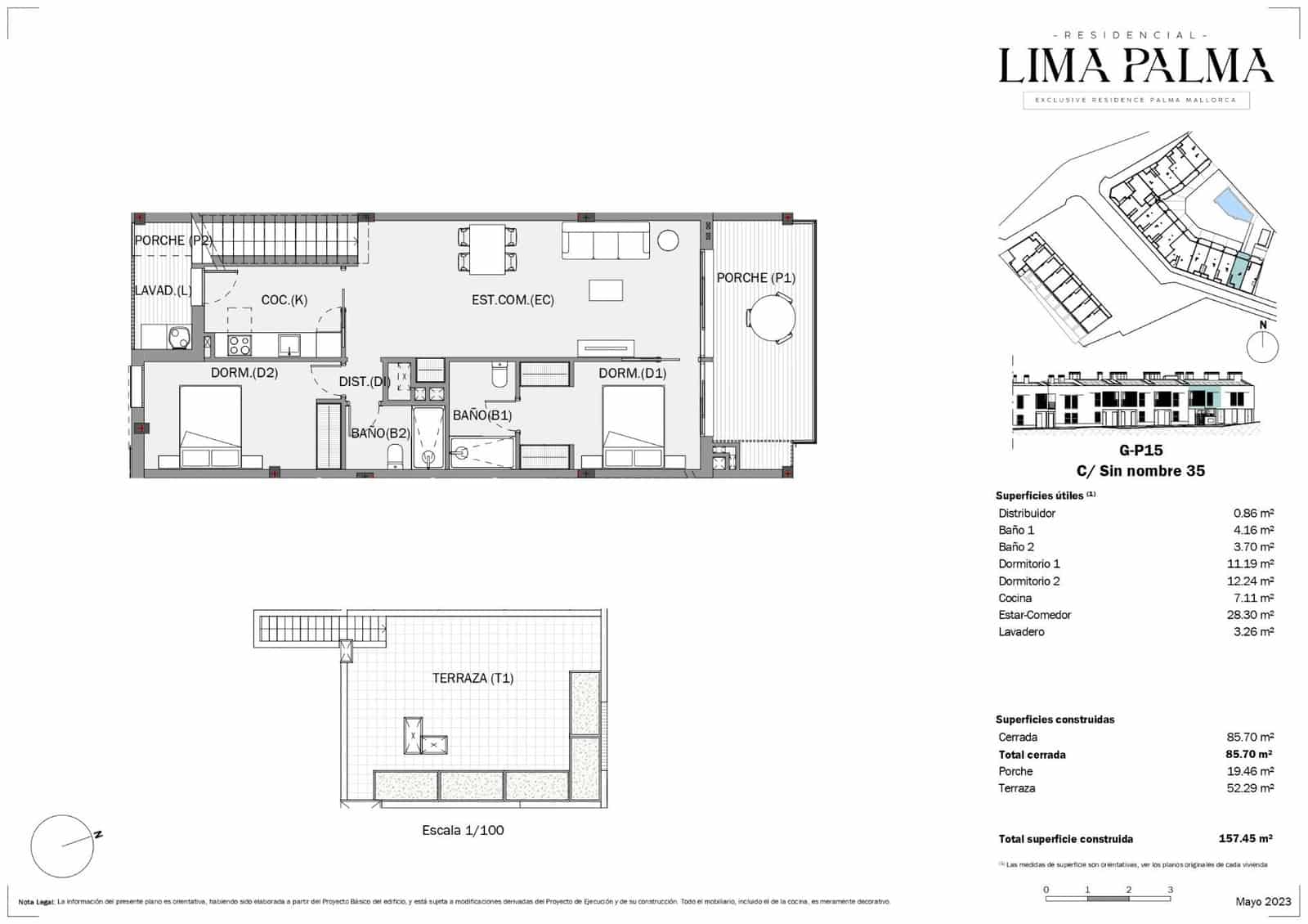 2 bedroom Penthouse for sale in Palma de Mallorca with pool - € 598,000 (Ref: 8491186)