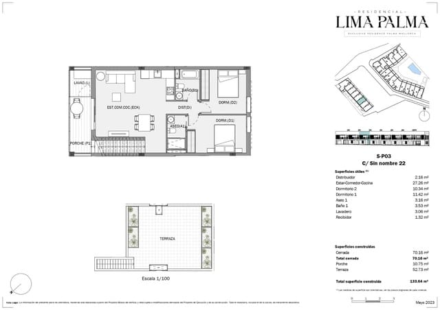2 bedroom Penthouse for sale in Palma de Mallorca with pool garage - € 519,000 (Ref: 8770898)