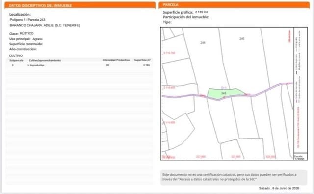 Rakentamaton maa myytävänä paikassa Tijoco Alto, Adeje - 87 500 € (Ref: 9906688)
