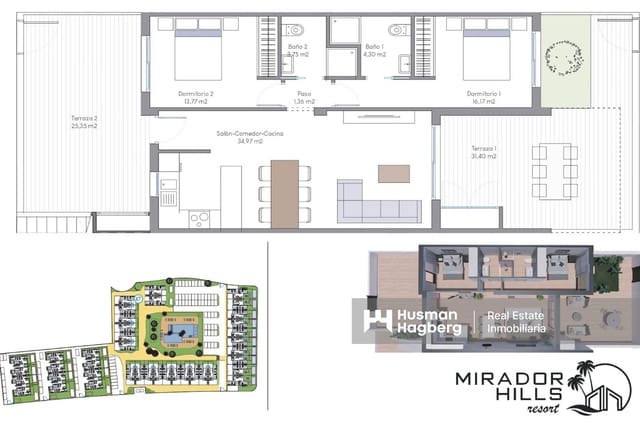 2 sypialnia Apartament na sprzedaż w Benidorm z basenem - 330 000 € (Ref: 9737801)