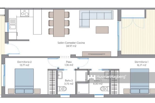 Apartamento de 2 habitaciones en Benidorm en venta con piscina - 399.900 € (Ref: 9961883)