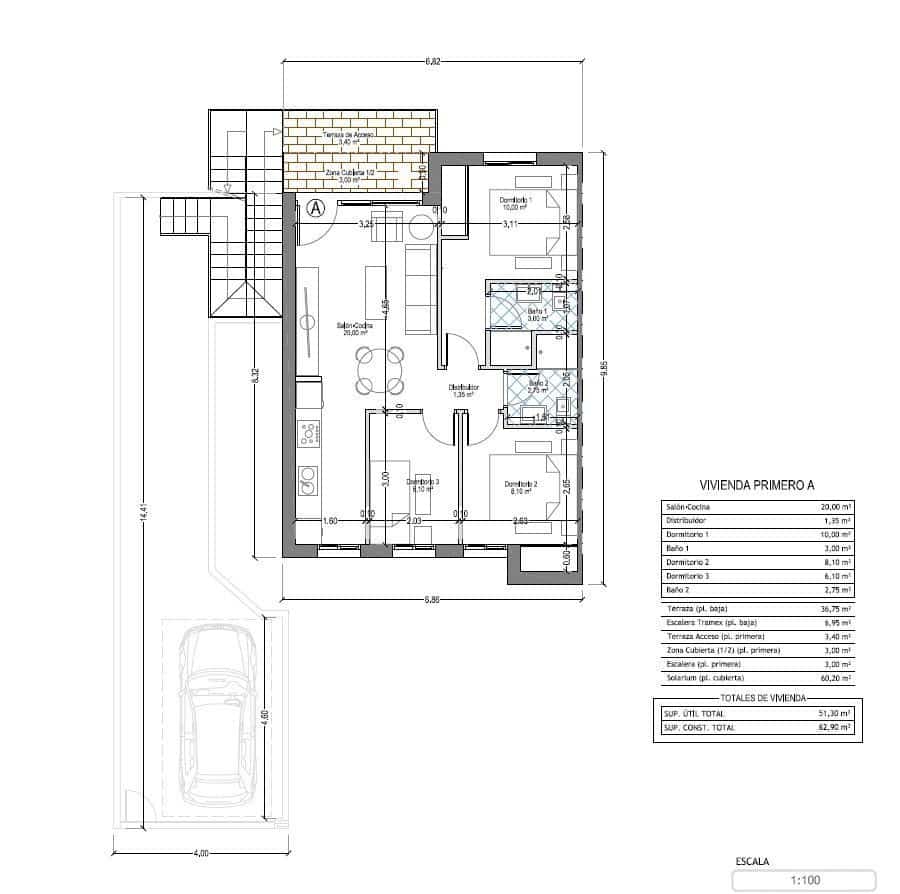 3 chambre Penthouse à vendre à Puerto de Mazarron avec garage - 265 000 € (Ref: 10074877)