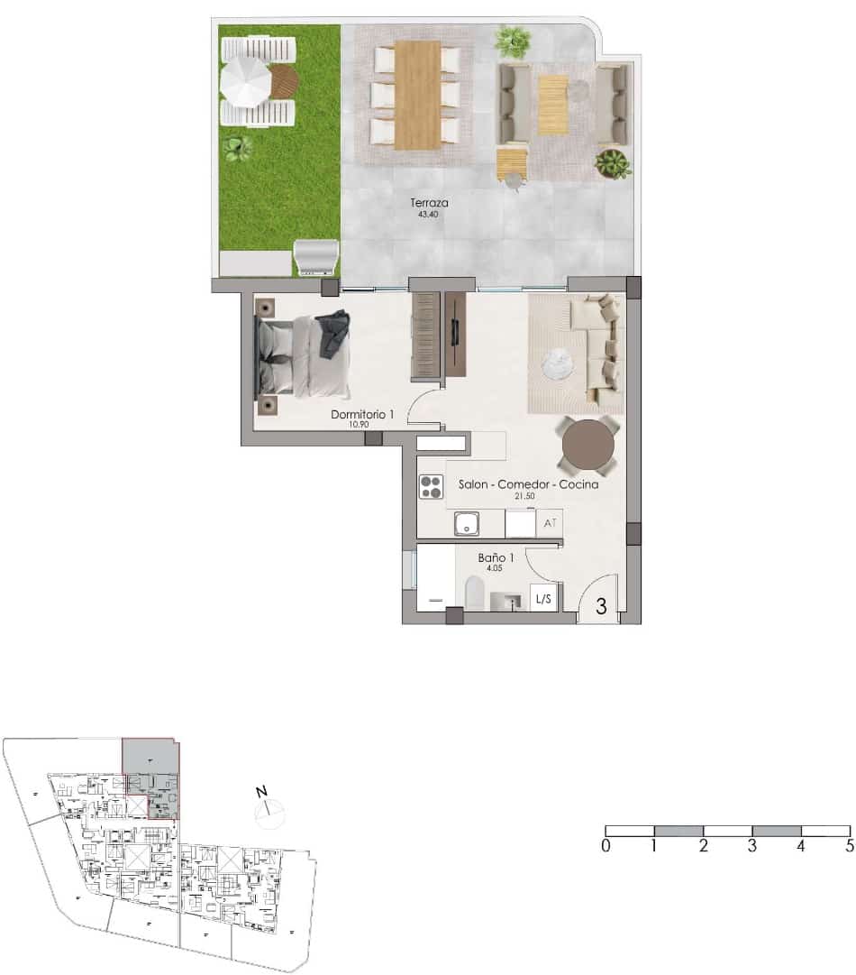 1 sypialnia Penthouse na sprzedaż w Santa Pola z basenem garażem - 285 000 € (Ref: 10141639)