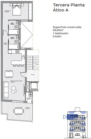 Ático de 1 habitación en Centro - Muelle Pesquero, Torrevieja en venta con piscina garaje - 272.000 € (Ref: 10168129)