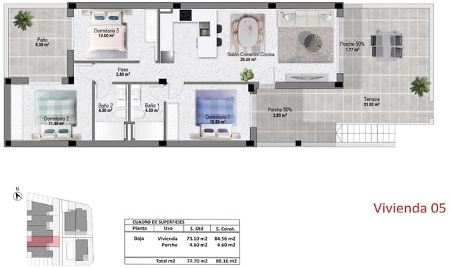 3 chambre Bungalow à vendre à Pilar de la Horadada ciudad, Pilar de la Horadada avec piscine - 315 900 € (Ref: 10168131)