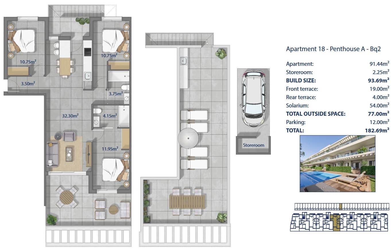 3 bedroom Penthouse for sale in Los Alcazares with pool garage - € 479,000 (Ref: 10168134)